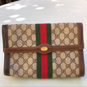 Gucci  Vintage Clutch Bag  Brown PVC 2413910